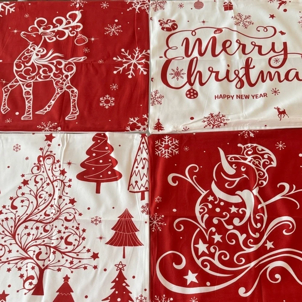Festive Red and White Christmas Pillow Covers